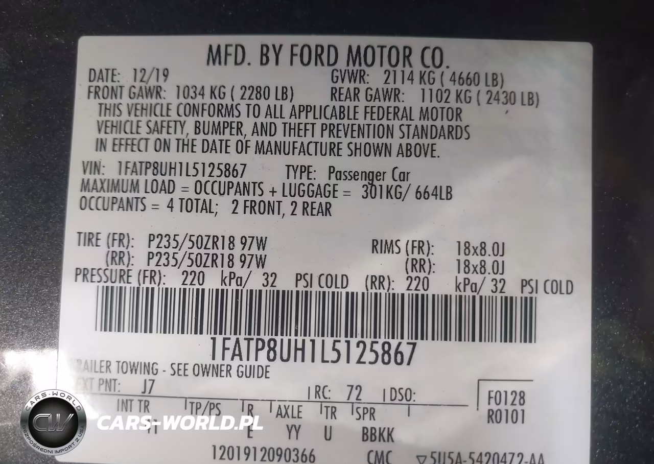 2020 Ford Mustang Ecoboost Premium VIN:1FATP8UH1L5125867 - 9