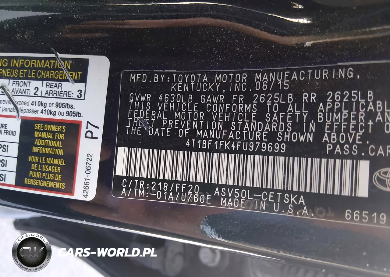 2015 Toyota Camry Se VIN:4T1BF1FK4FU979699 - 9