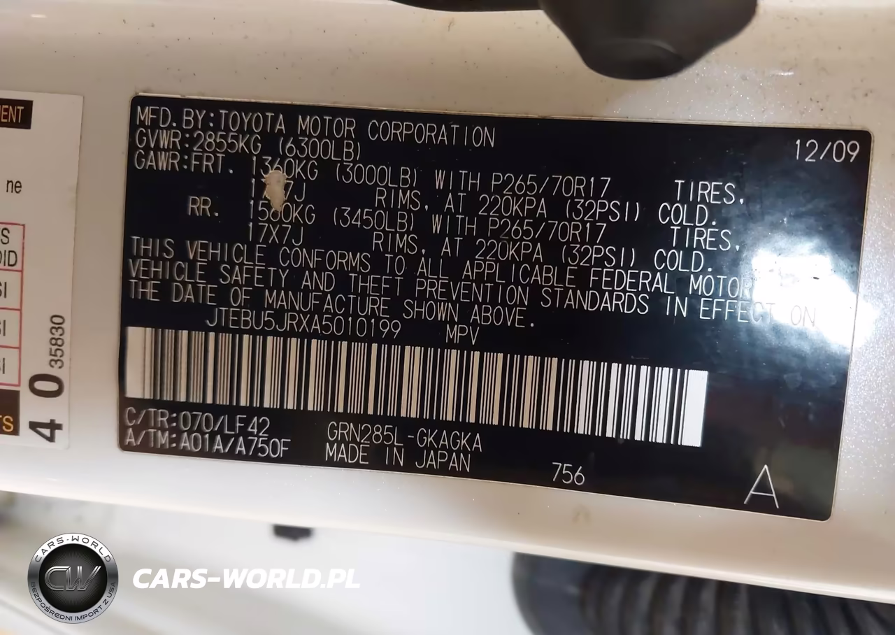 2010 Toyota 4Runner Sr5 V6 VIN:JTEBU5JRXA5010199 - 9