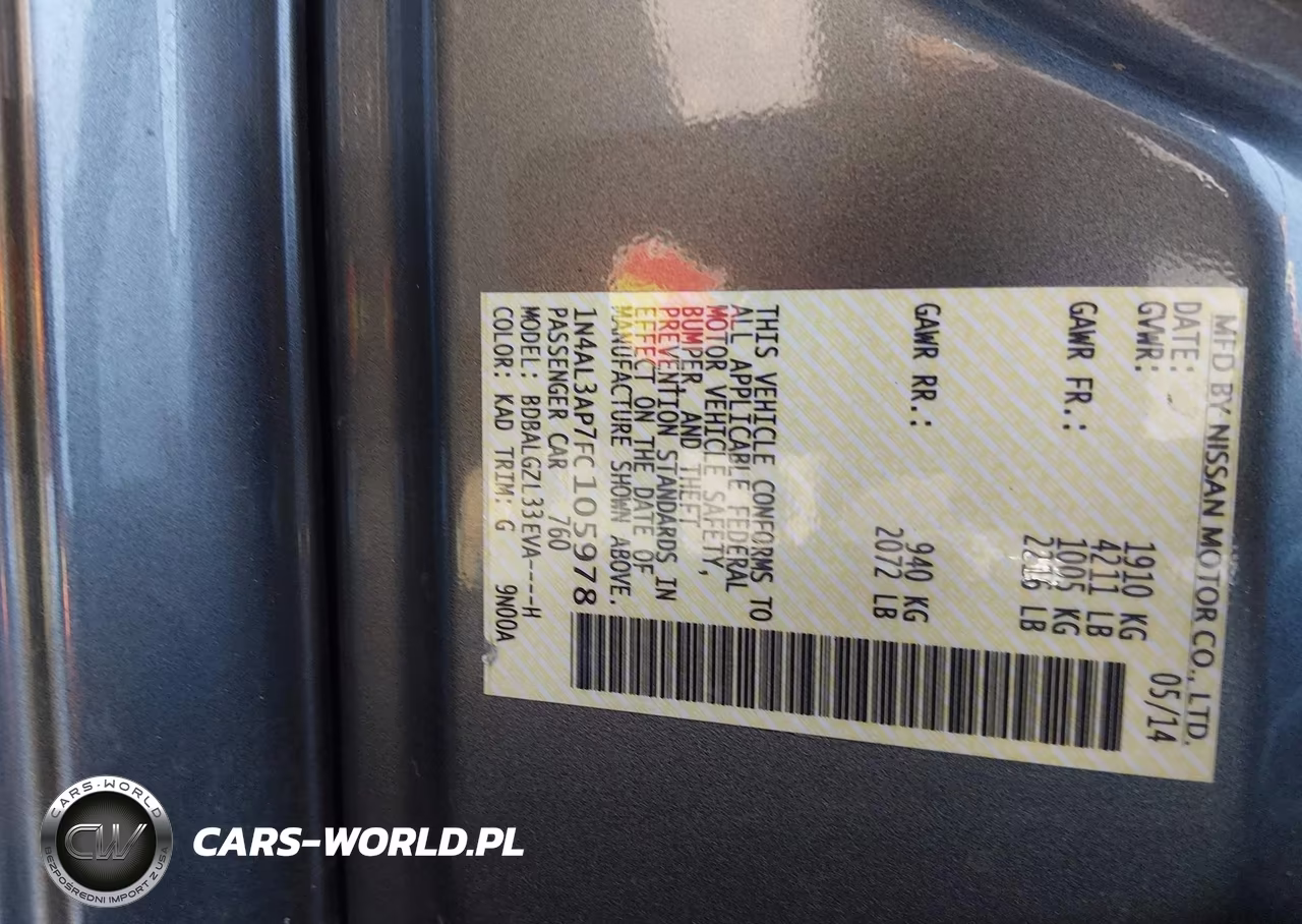 2015 Nissan Altima 2.5 S VIN:1N4AL3AP7FC105978 - 9