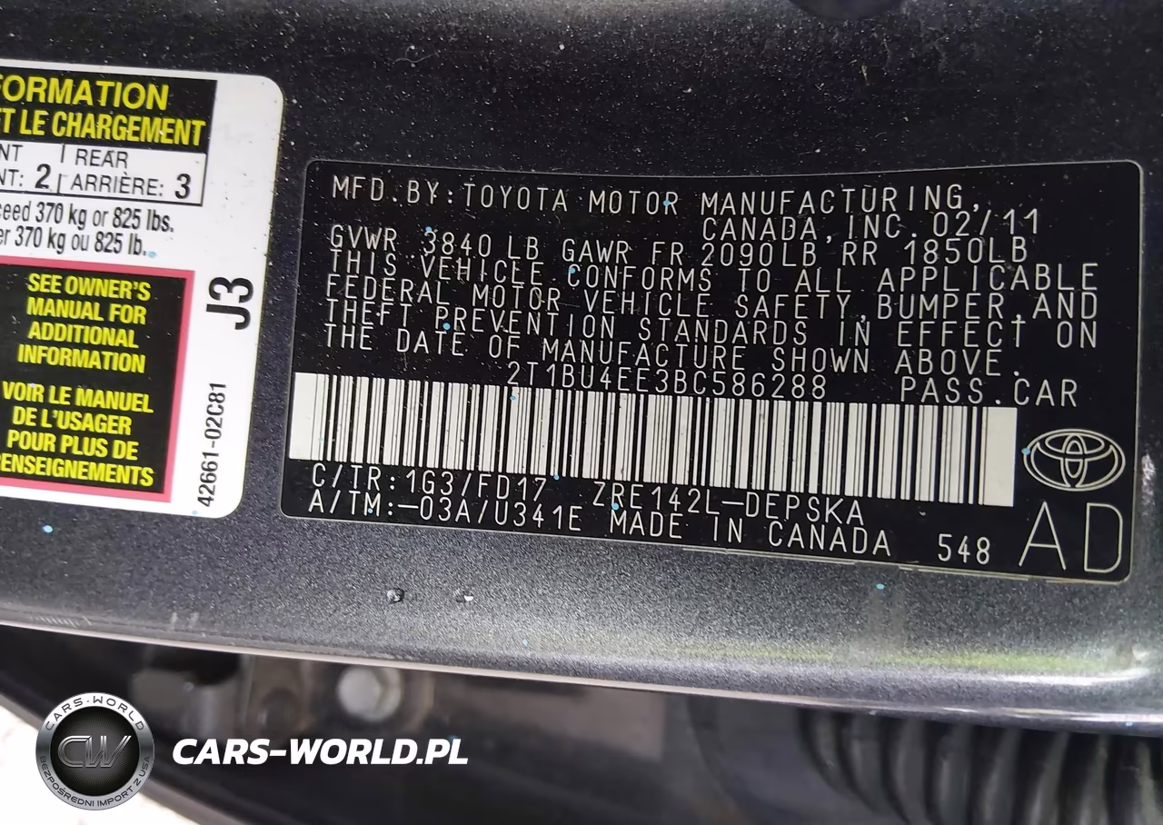 2011 Toyota Corolla S VIN:2T1BU4EE3BC586288 - 9