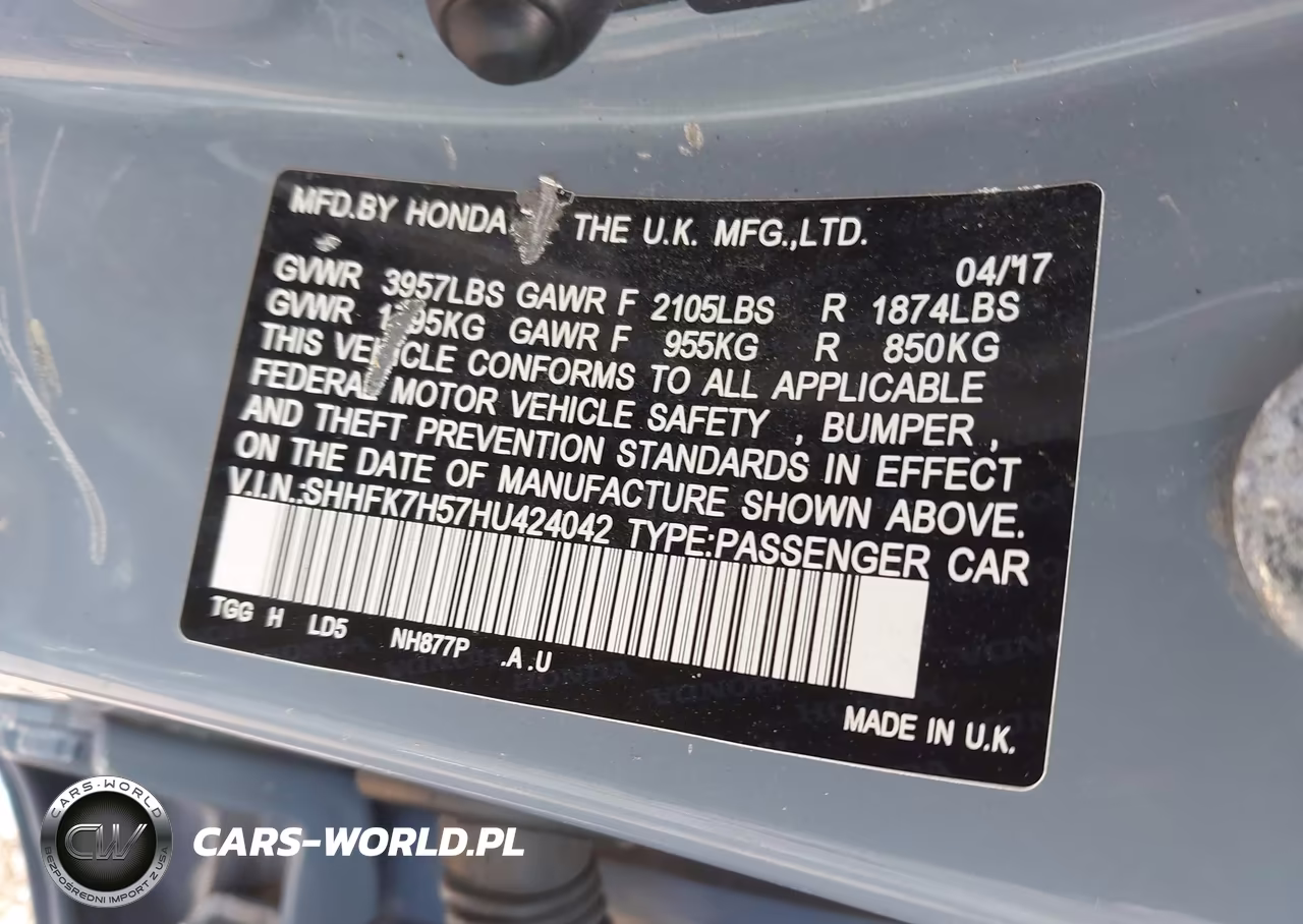 2017 Honda Civic Ex VIN:SHHFK7H57HU424042 - 9