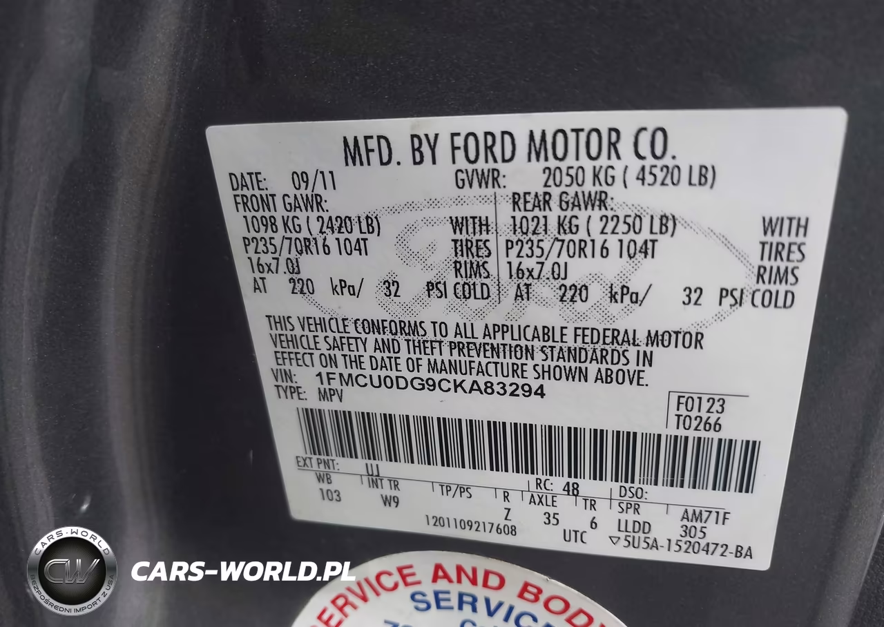 2012 Ford Escape Xlt VIN:1FMCU0DG9CKA83294 - 9