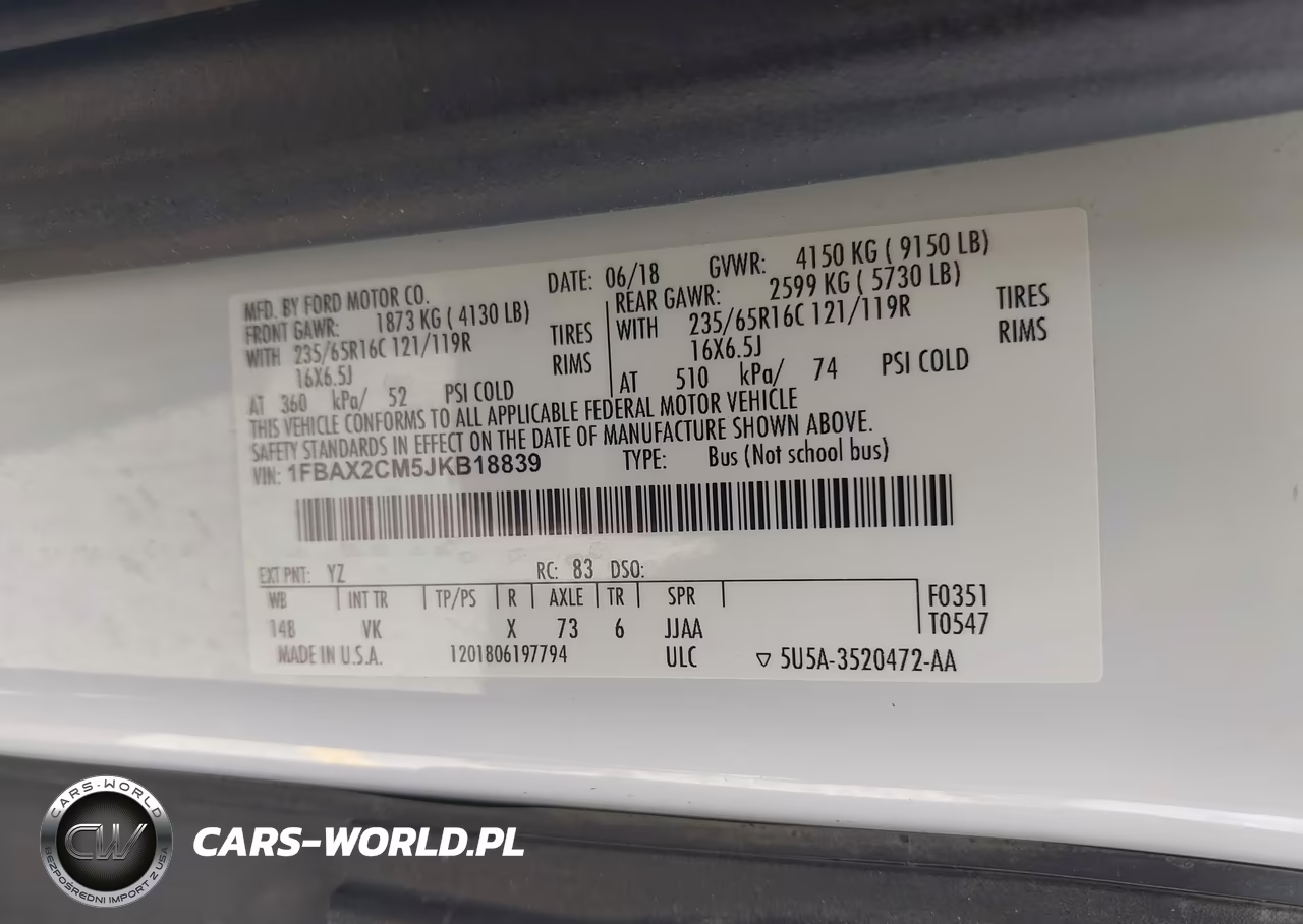 2018 Ford Transit-350 Xl VIN:1FBAX2CM5JKB18839 - 9