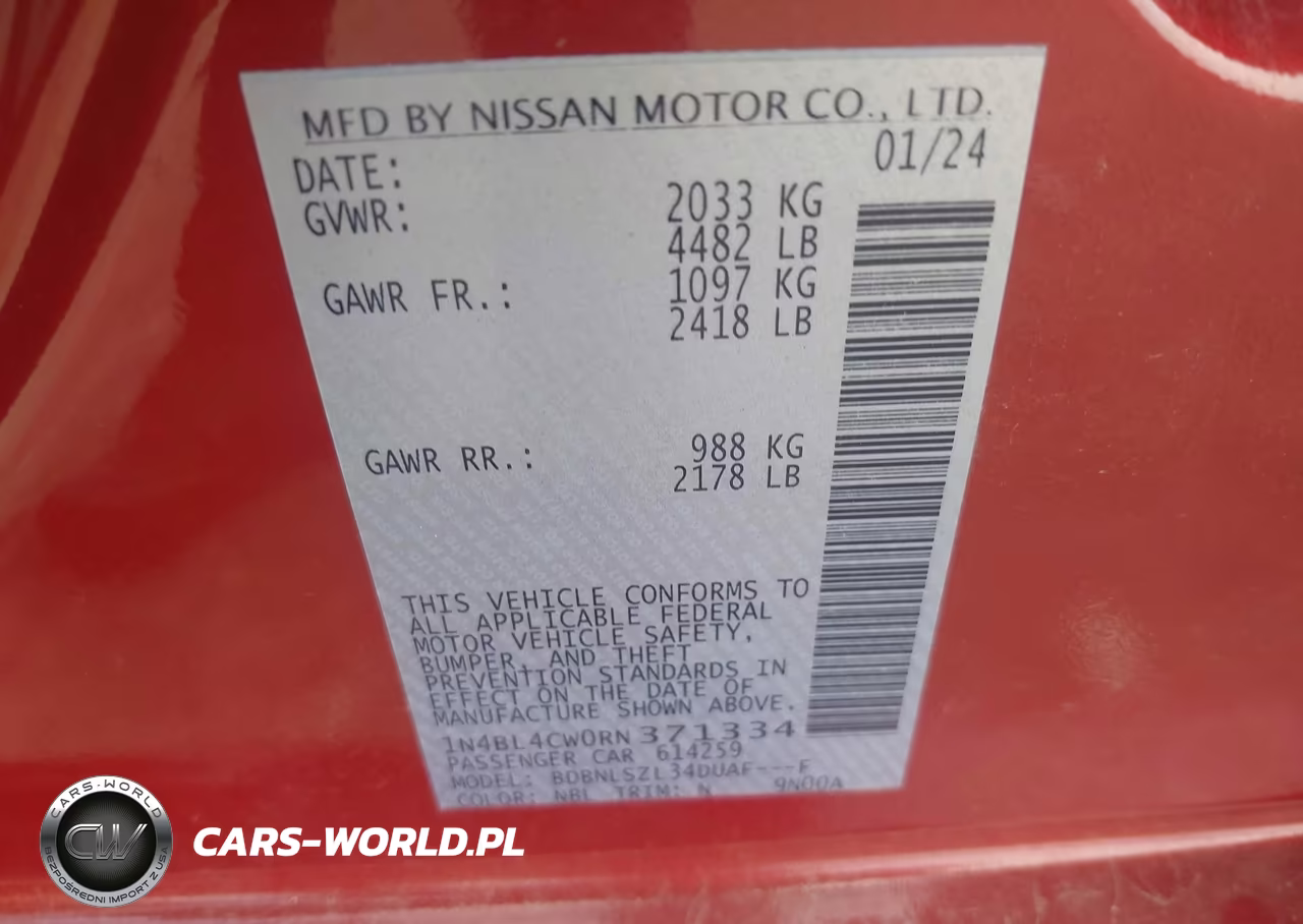 2024 Nissan Altima Sr Intelligent Awd VIN:1N4BL4CW0RN371334 - 9