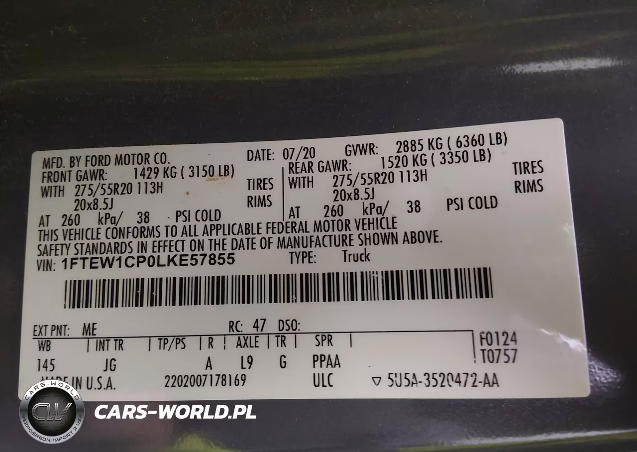 2020 Ford F-150 Xl VIN:1FTEW1CP0LKE57855 - 9