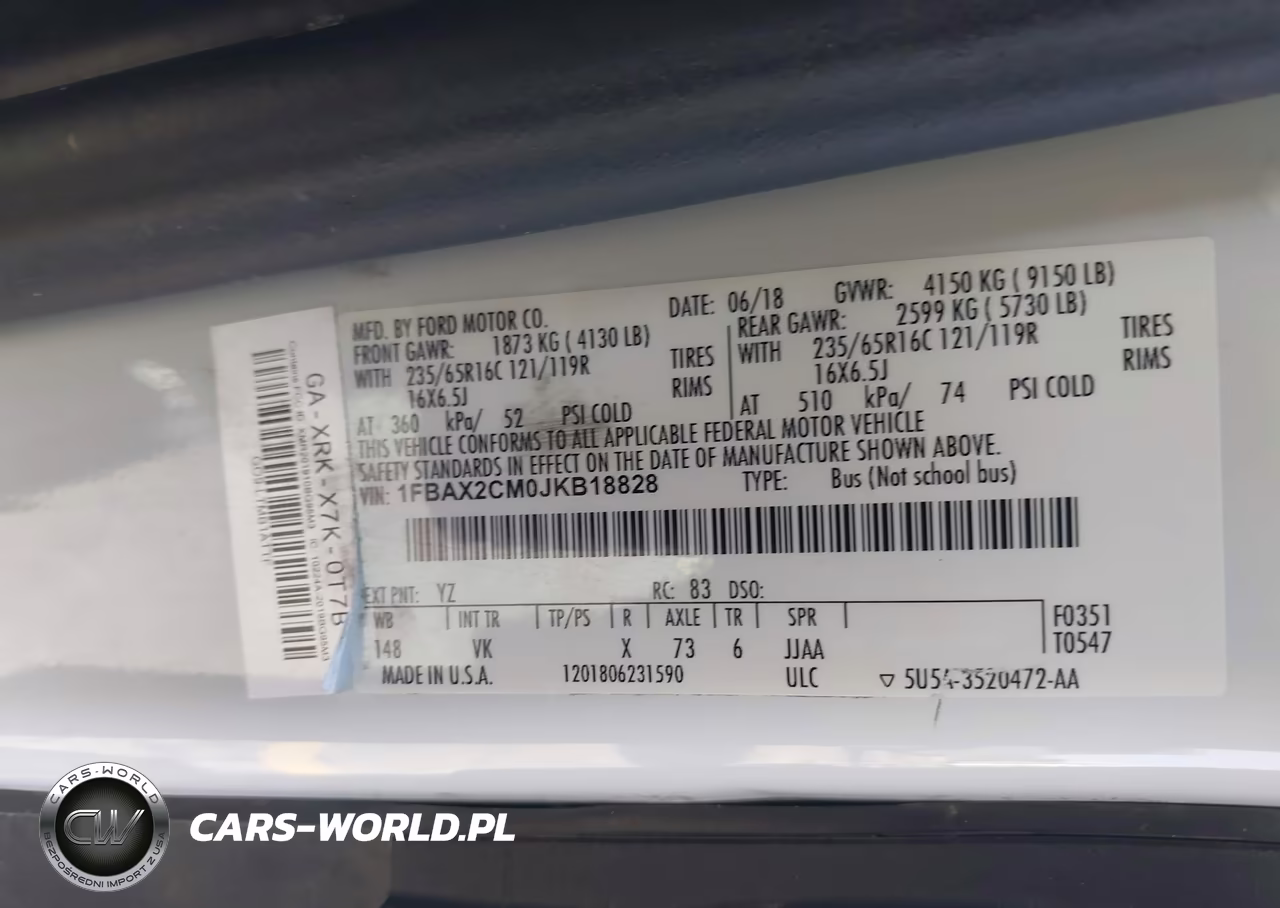 2018 Ford Transit-350 Xl VIN:1FBAX2CM0JKB18828 - 9
