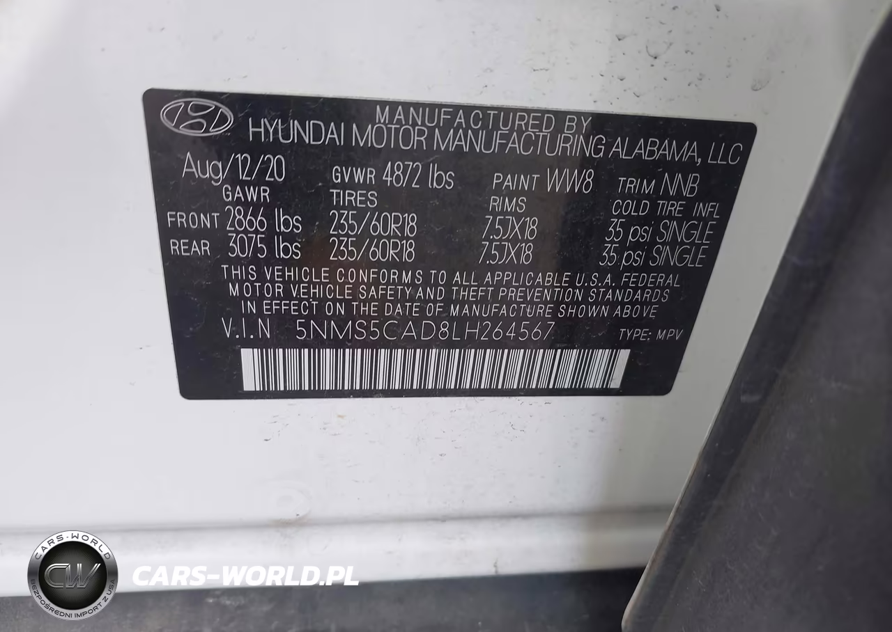 2020 Hyundai Santa Fe Limited VIN:5NMS5CAD8LH264567 - 9
