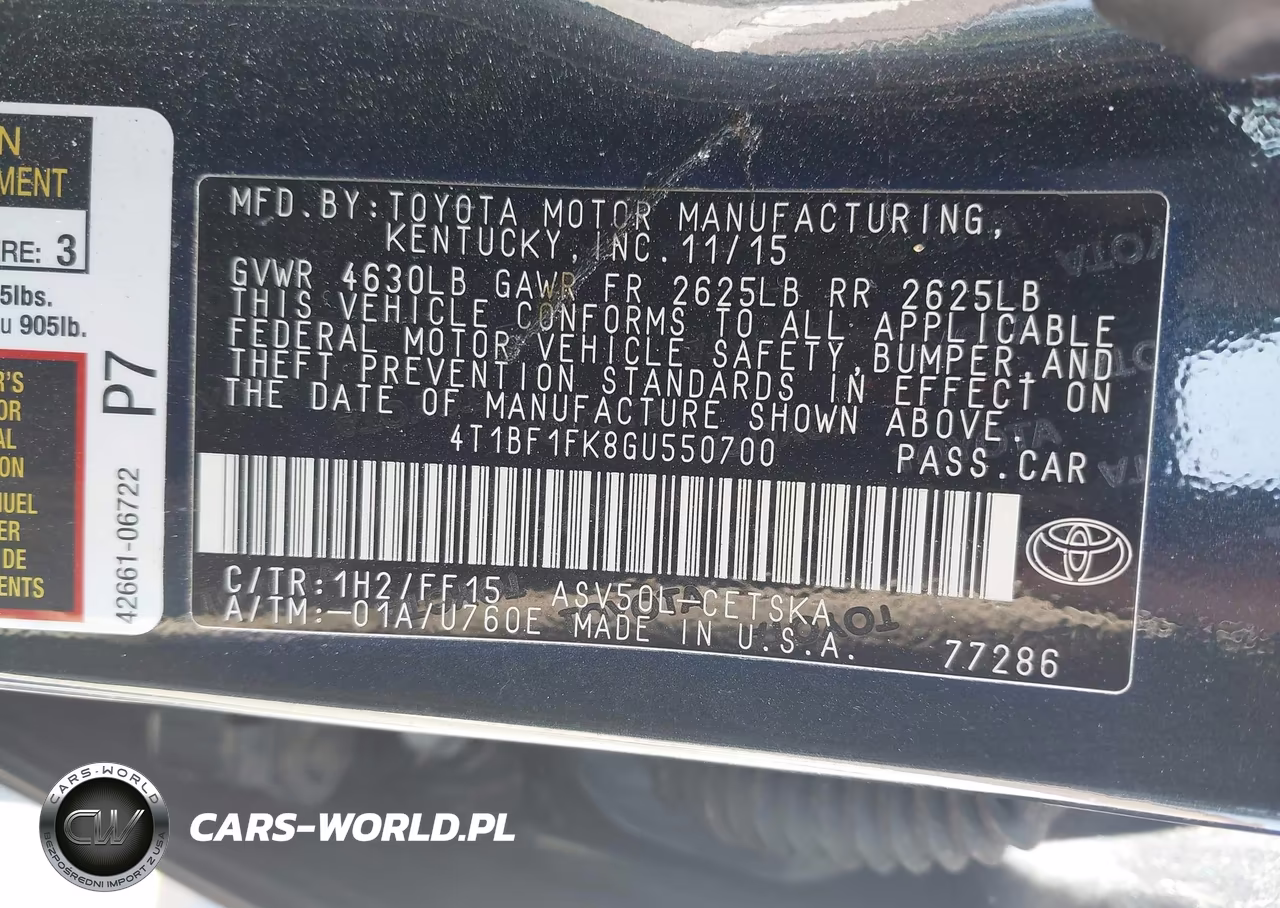 2016 Toyota Camry Se VIN:4T1BF1FK8GU550700 - 9