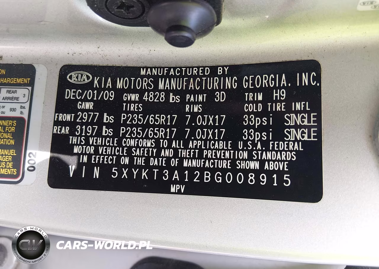 2011 Kia Sorento Lx VIN:5XYKT3A12BG008915 - 9