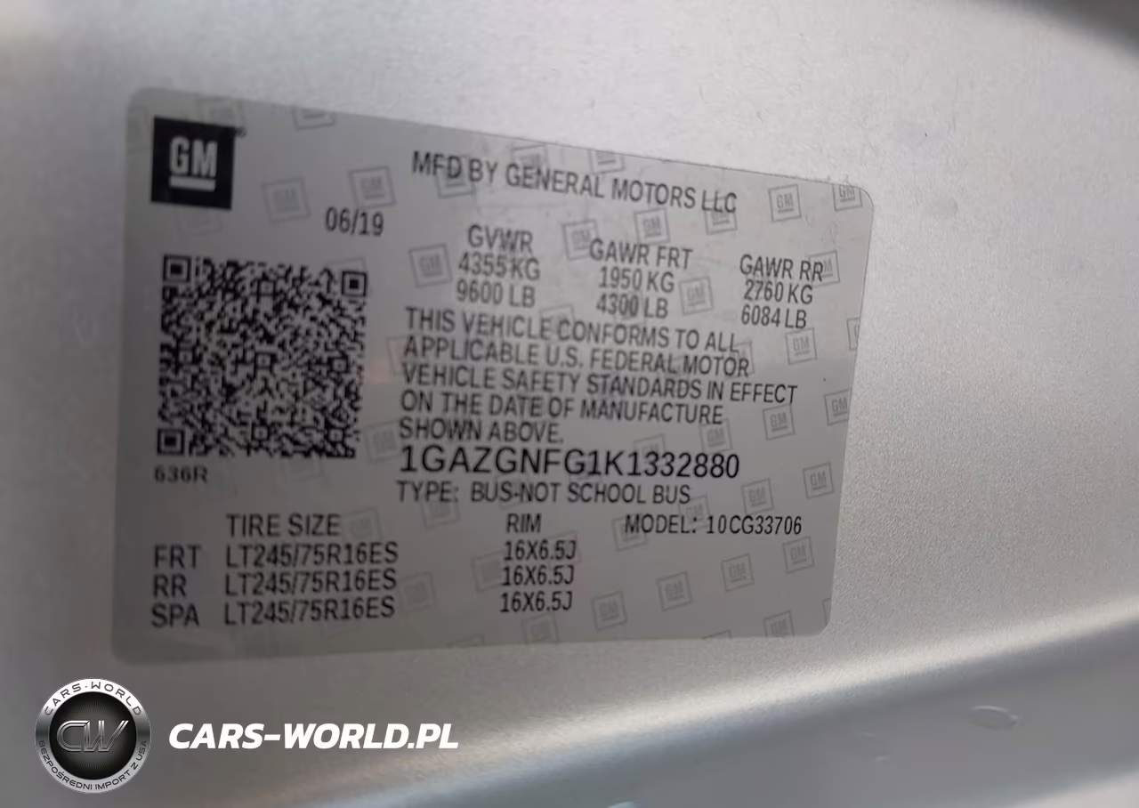 2019 Chevrolet Express 3500 Ls VIN:1GAZGNFG1K1332880 - 9