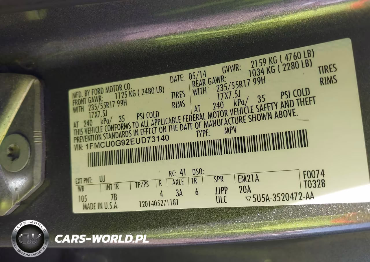 2014 Ford Escape Se VIN:1FMCU0G92EUD73140 - 9