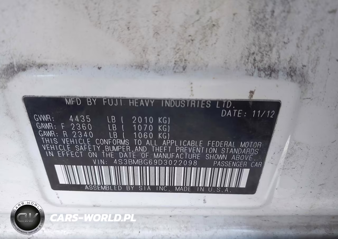2013 Subaru Legacy 2.5I Premium VIN:4S3BMBG69D3022098 - 9