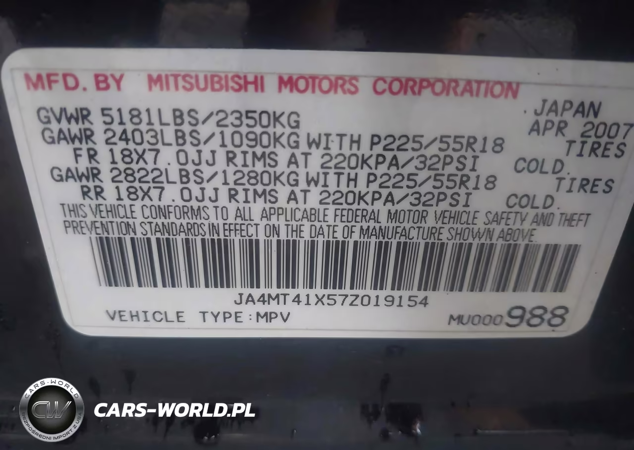 2007 Mitsubishi Outlander Xls VIN:JA4MT41X57Z019154 - 9