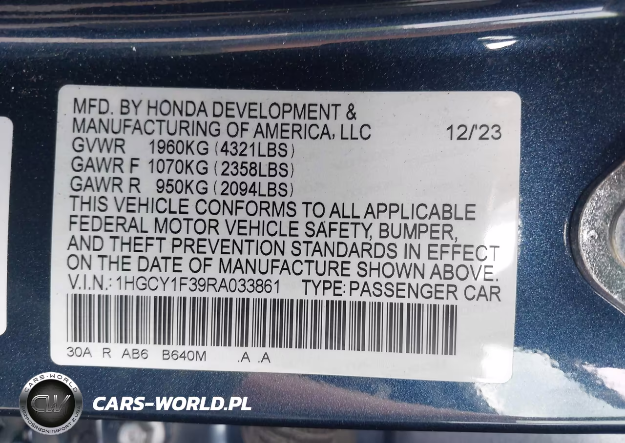 2024 Honda Accord Ex VIN:1HGCY1F39RA033861 - 9