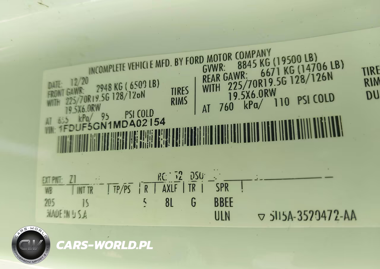 2021 Ford F-550 Chasis Xl VIN:1FDUF5GN1MDA02154 - 8