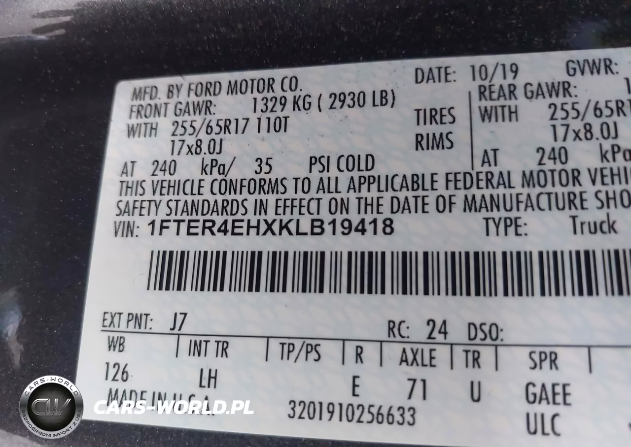 2019 Ford Ranger Xl VIN:1FTER4EHXKLB19418 - 9