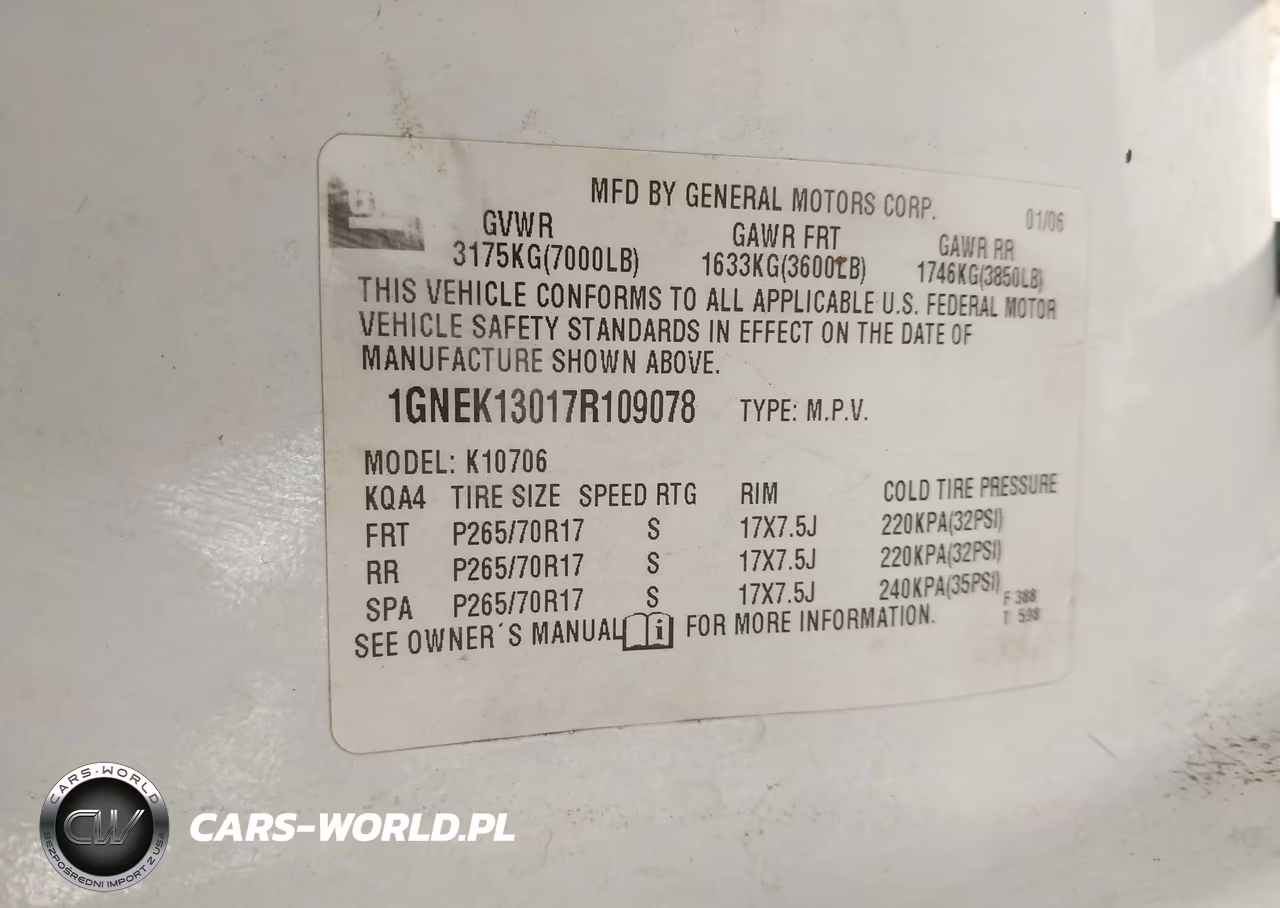 2007 Chevrolet Tahoe Lt VIN:1GNEK13017R109078 - 9