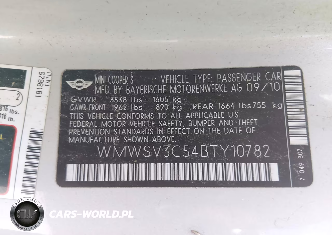 2011 Mini Cooper S VIN:WMWSV3C54BTY10782 - 9