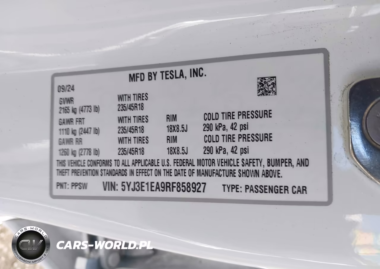 2024 Tesla Model 3 Long Range Dual Motor Rear-Wheel Drive-Rear-Wheel Drive VIN:5YJ3E1EA9RF858927 - 9