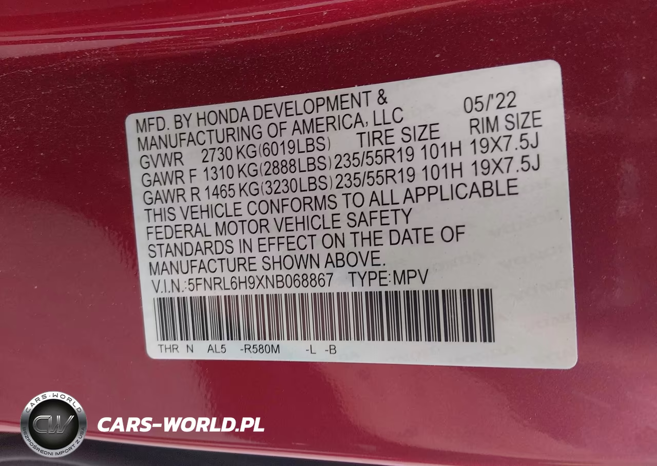 2022 Honda Odyssey Elite VIN:5FNRL6H9XNB068867 - 9