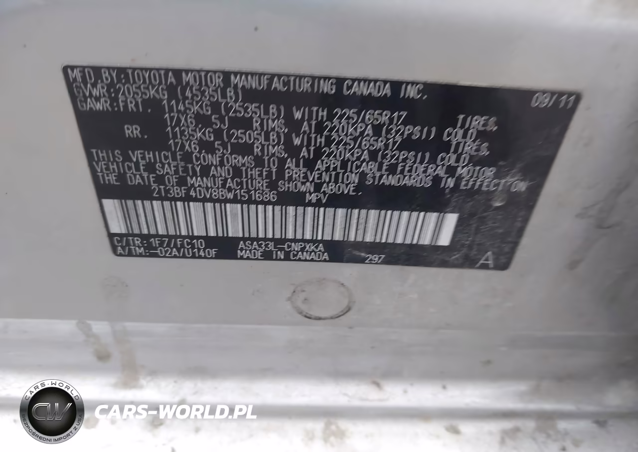 2011 Toyota Rav4 VIN:2T3BF4DV8BW151686 - 9