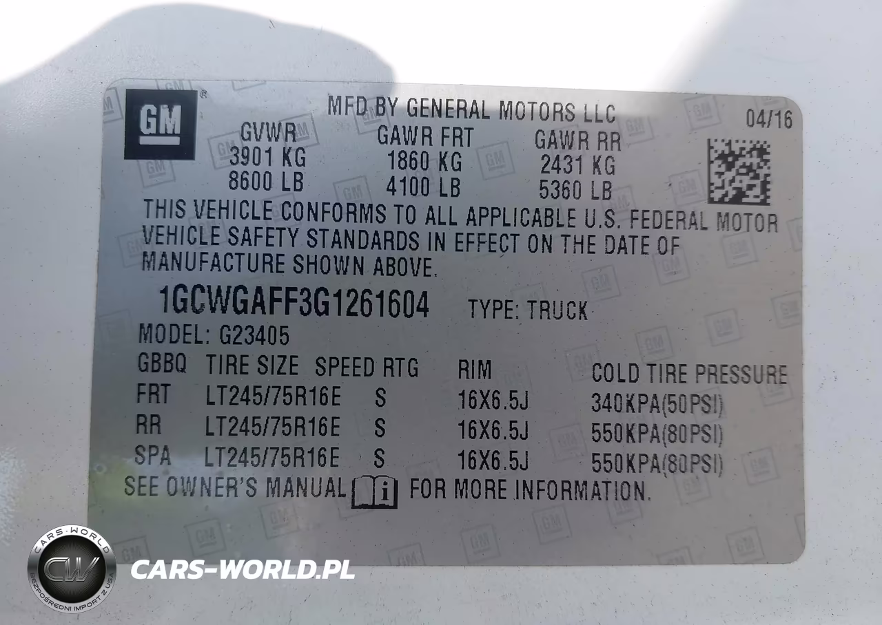 2016 Chevrolet Express 2500 Work Van VIN:1GCWGAFF3G1261604 - 9