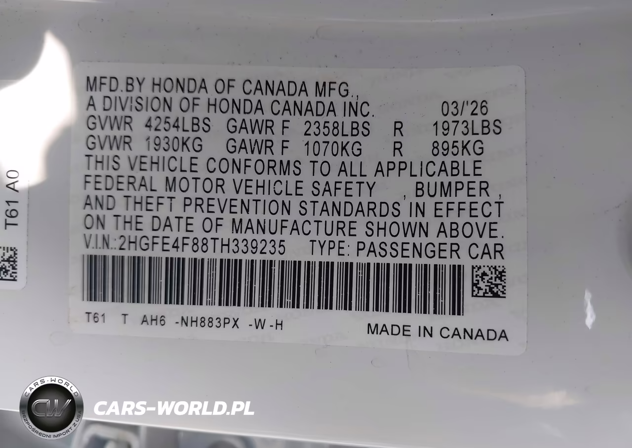 2026 Honda Civic Hybrid Sport-Sport Touring VIN:2HGFE4F88TH339235 - 9
