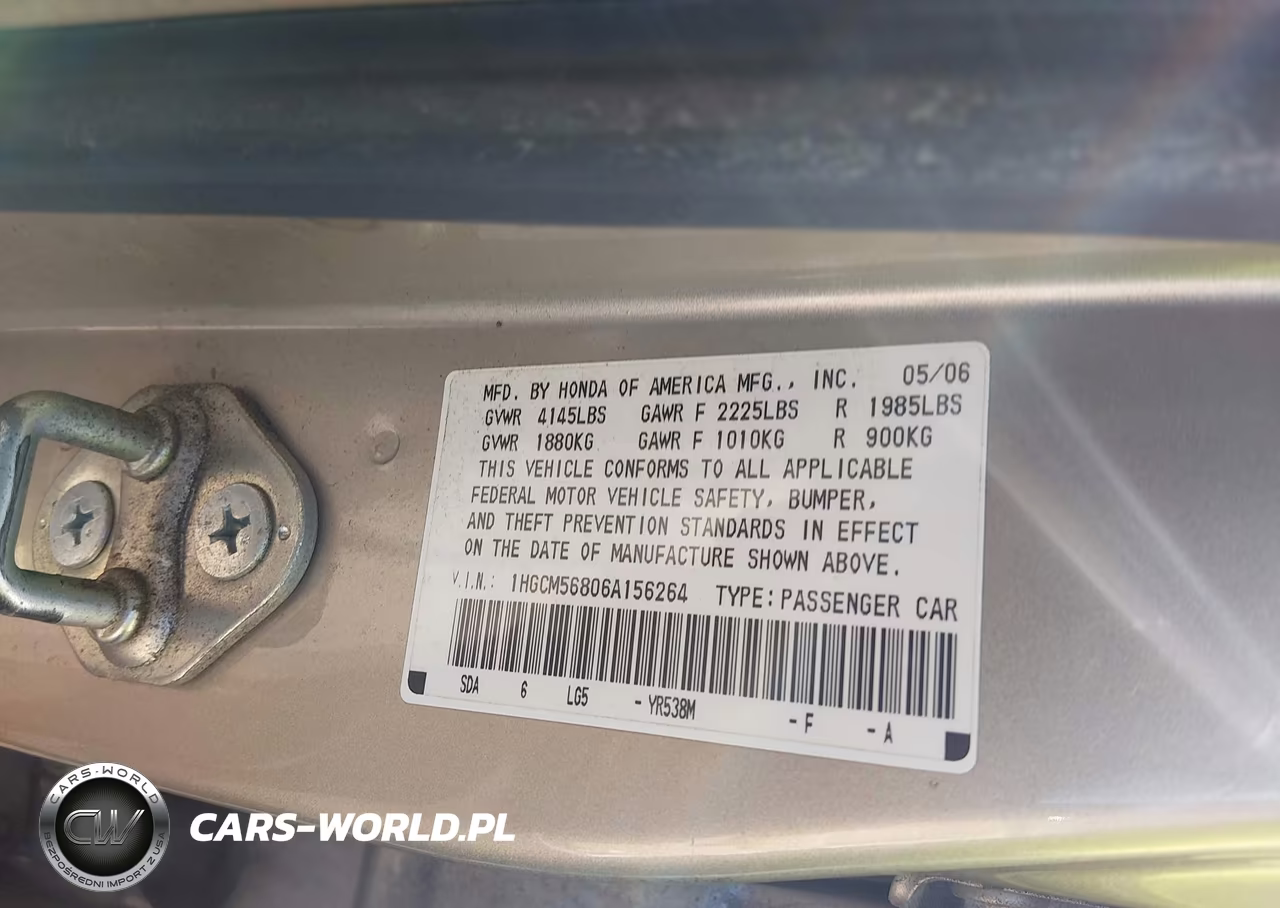2006 Honda Accord 2.4 Ex VIN:1HGCM56806A156264 - 9