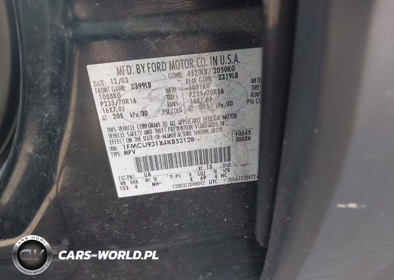 2004 Ford Escape Xlt VIN:1FMCU931X4KB53128 - 9