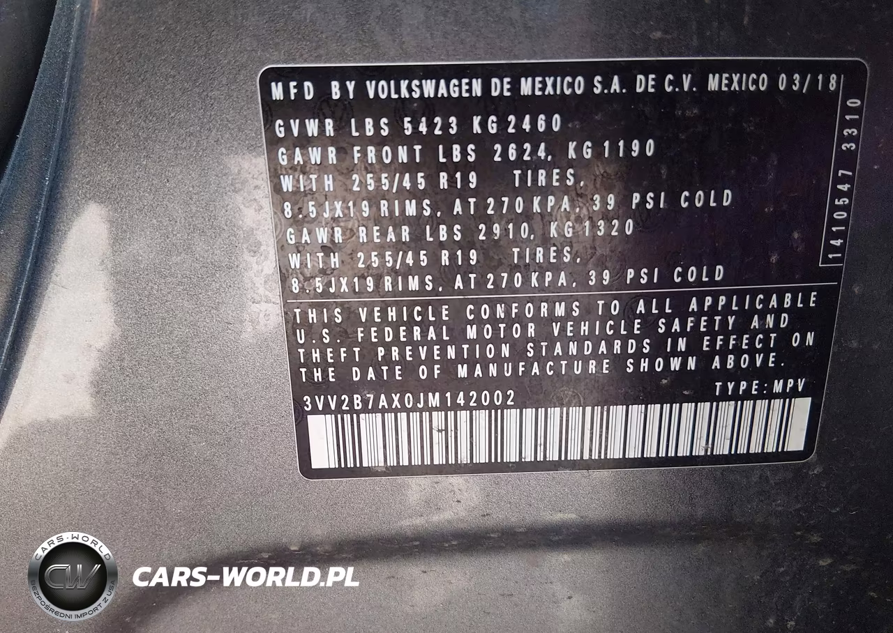 2018 Volkswagen Tiguan 2.0T Se-2.0T Sel VIN:3VV2B7AX0JM142002 - 9