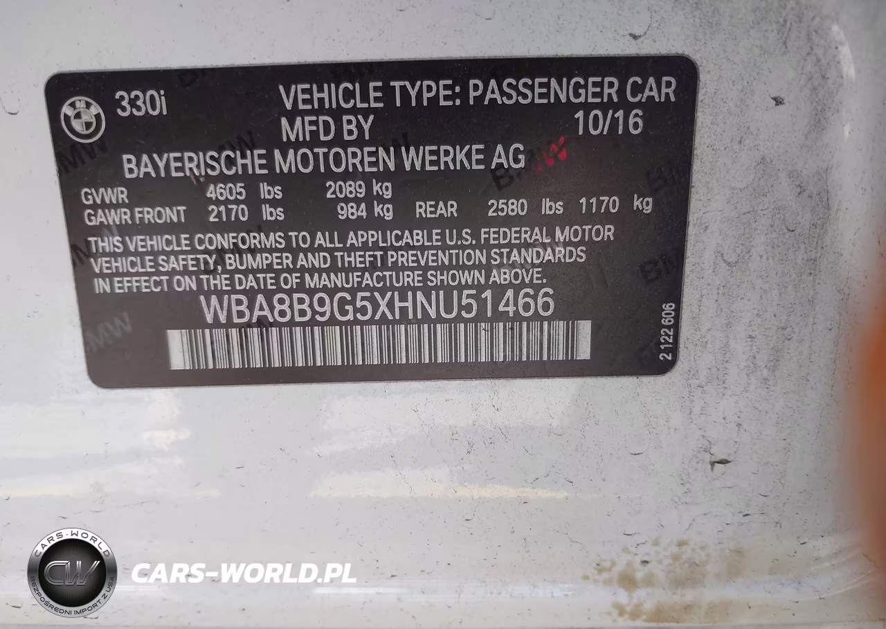 2017 BMW 330I VIN:WBA8B9G5XHNU51466 - 9