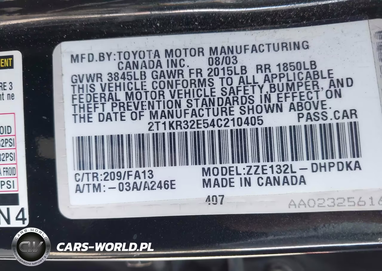 2004 Toyota Matrix Standard VIN:2T1KR32E54C210405 - 9