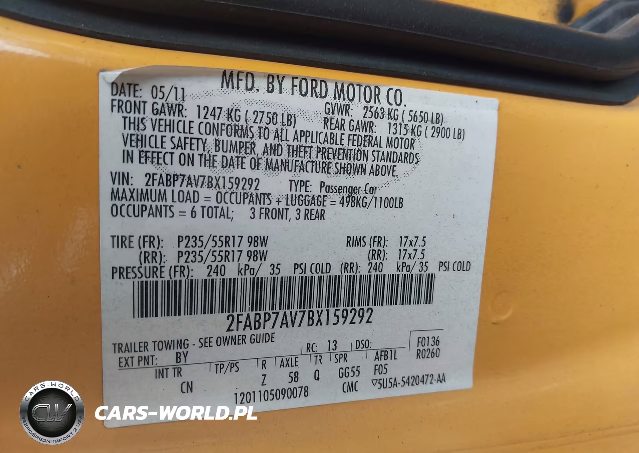 2011 Ford Crown Victoria Commercial Long Wheelbase VIN:2FABP7AV7BX159292 - 9