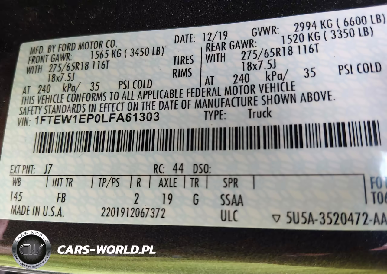 2020 Ford F-150 Xlt VIN:1FTEW1EP0LFA61303 - 8