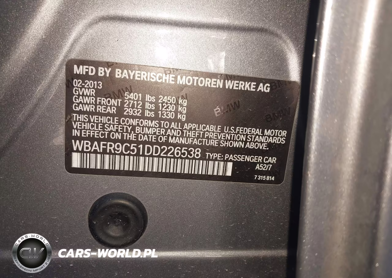 2013 BMW 550I VIN:WBAFR9C51DD226538 - 9