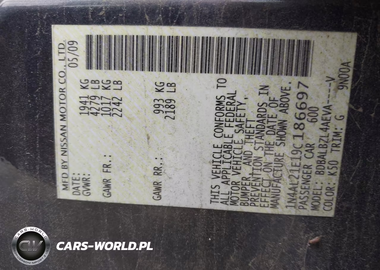 2009 Nissan Altima 2.5 S VIN:1N4AL21E19C186697 - 9
