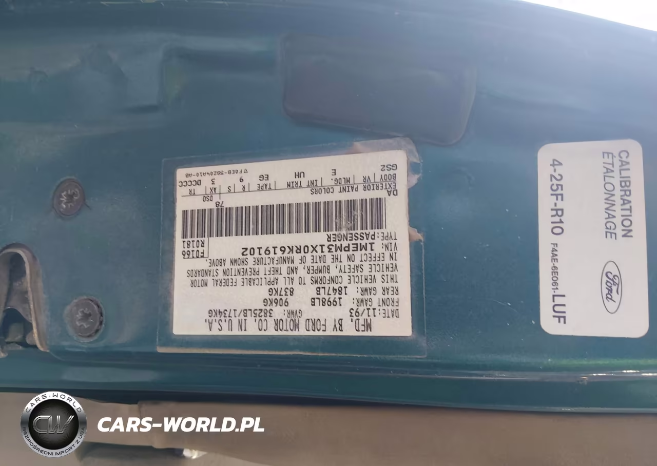 1994 Mercury Topaz Gs VIN:1MEPM31X0RK619102 - 9