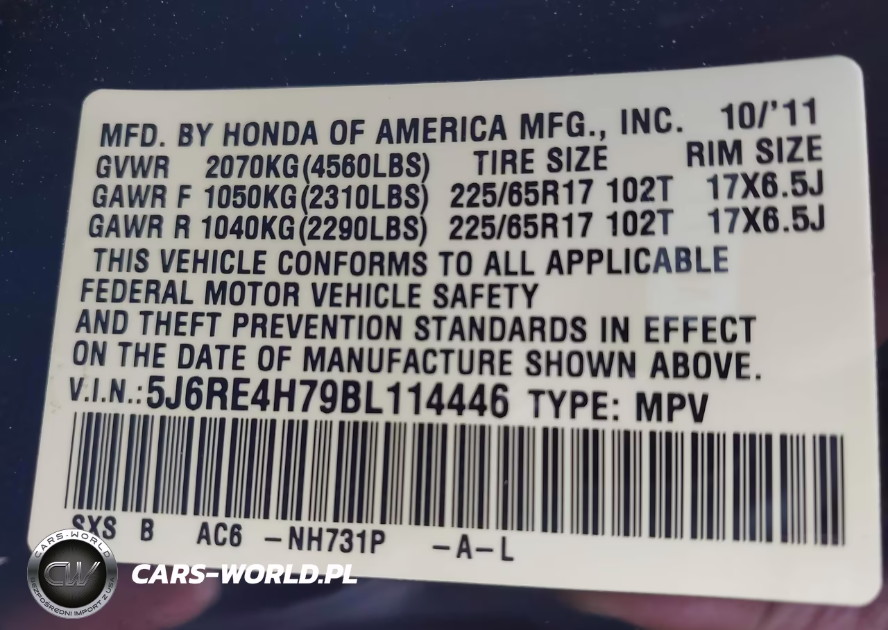 2011 Honda Cr-V Ex-L VIN:5J6RE4H79BL114446 - 9