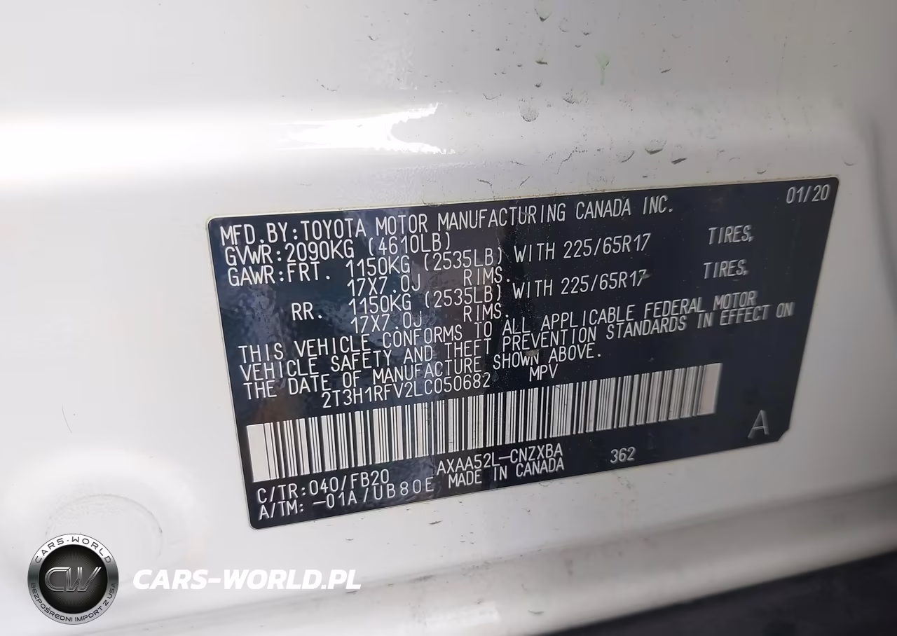 2020 Toyota Rav4 Le VIN:2T3H1RFV2LC050682 - 9