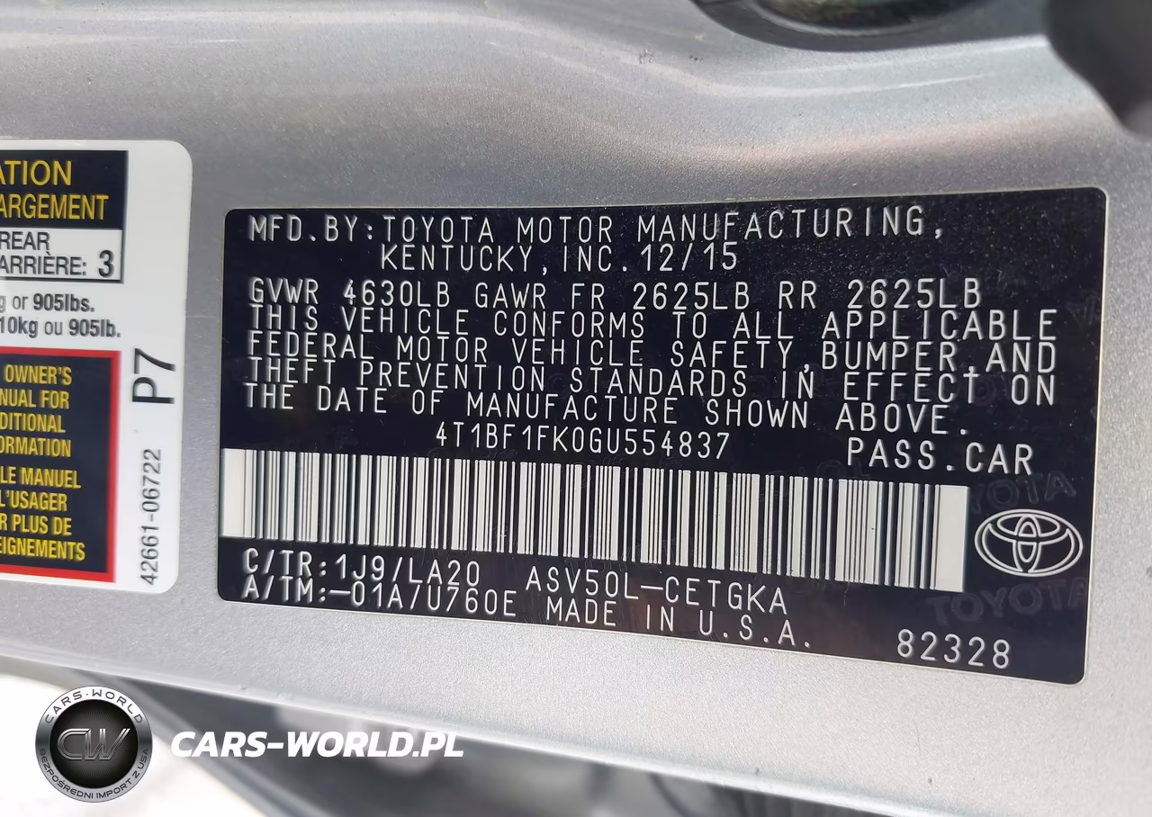 2016 Toyota Camry Xle VIN:4T1BF1FK0GU554837 - 9