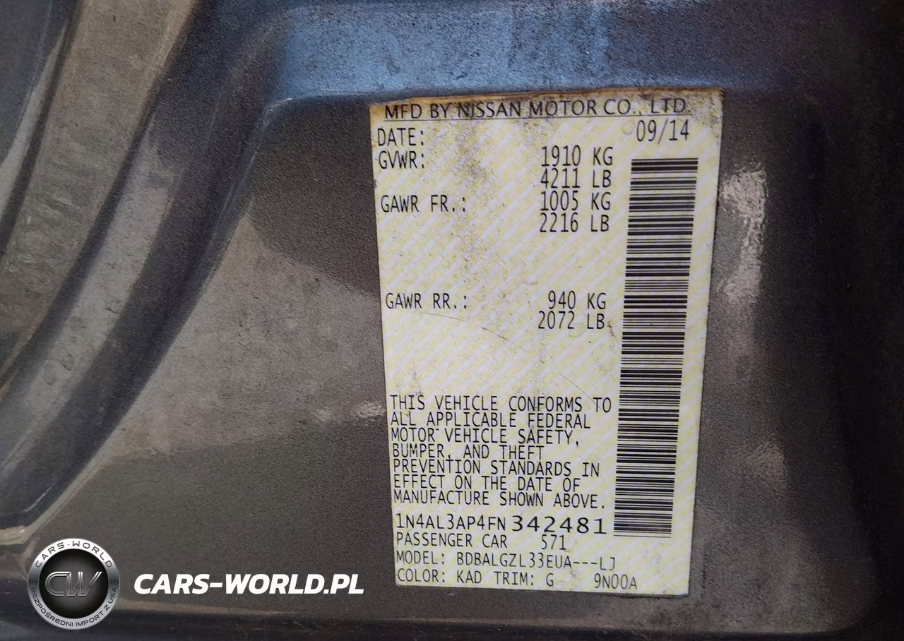 2015 Nissan Altima 2.5 S VIN:1N4AL3AP4FN342481 - 9