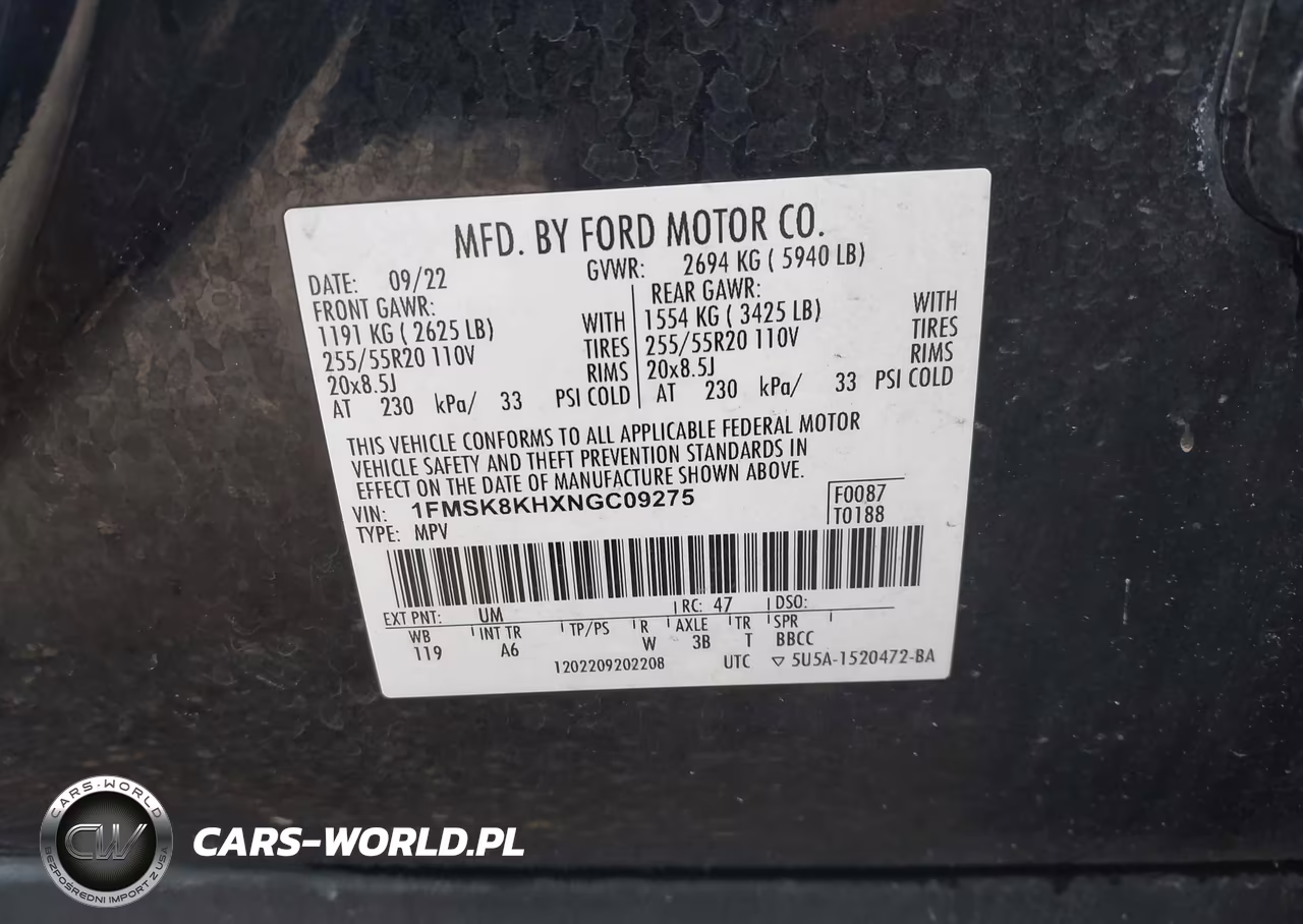 2022 Ford Explorer St-Line VIN:1FMSK8KHXNGC09275 - 9