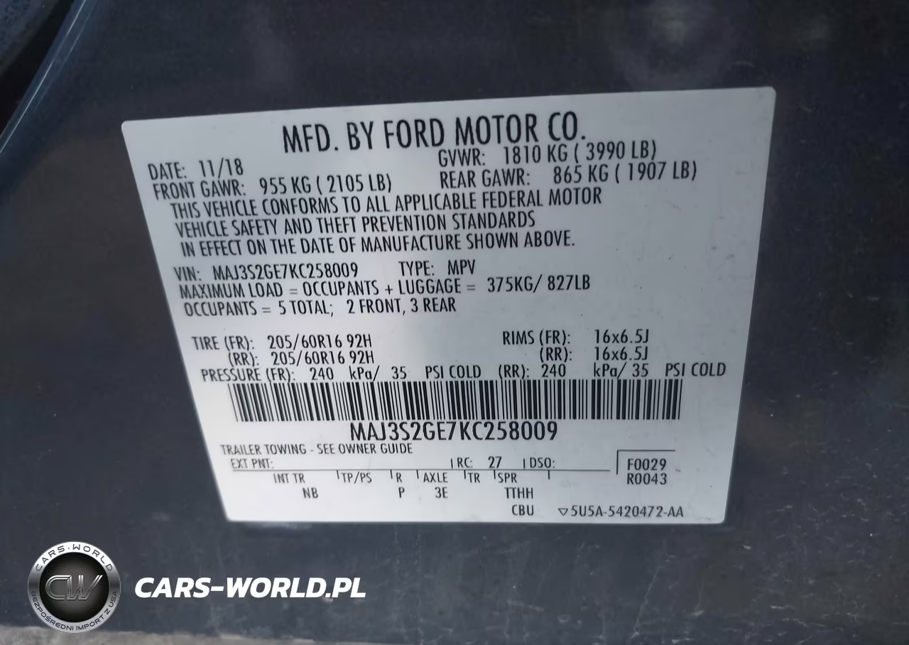 2019 Ford Ecosport Se VIN:MAJ3S2GE7KC258009 - 9