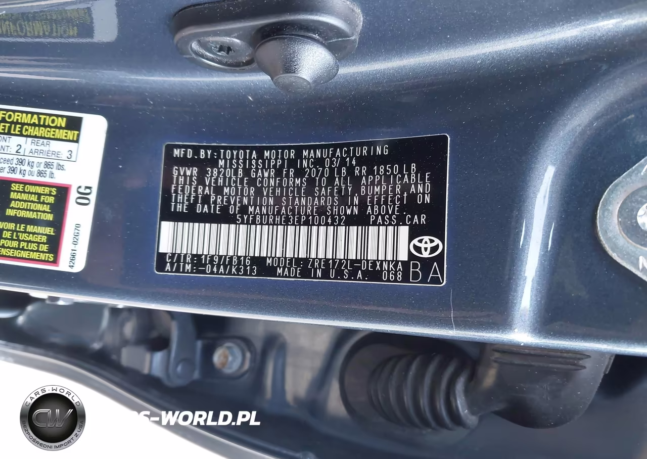 2014 Toyota Corolla Le Plus VIN:5YFBURHE3EP100432 - 9