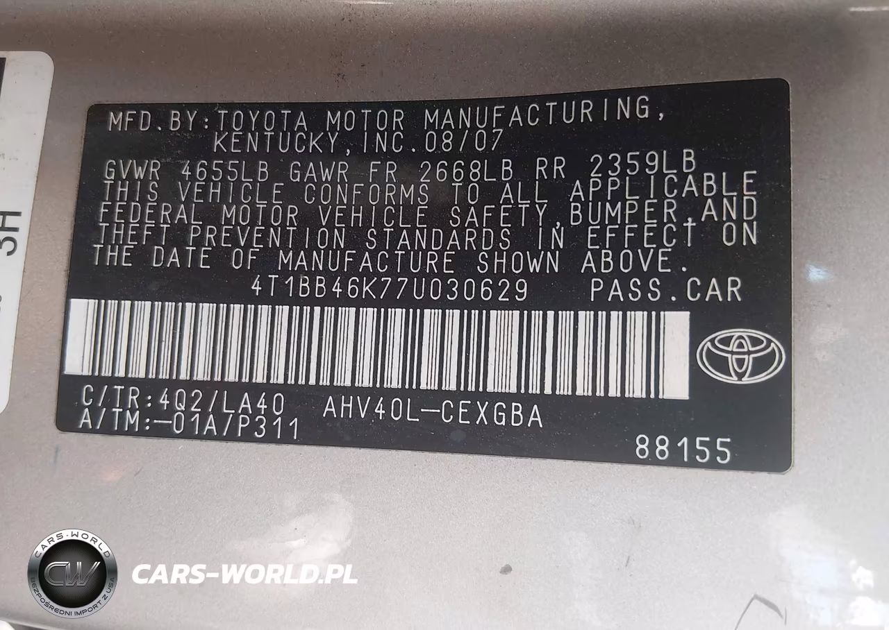 2007 Toyota Camry Hybrid VIN:4T1BB46K77U030629 - 9
