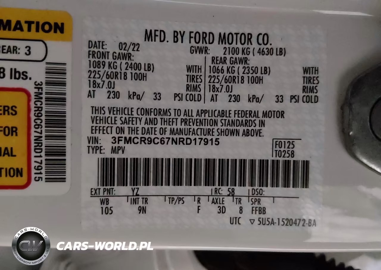 2022 Ford Bronco Sport Outer Banks VIN:3FMCR9C67NRD17915 - 9