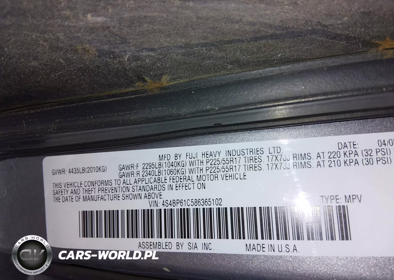 2008 Subaru Outback 2.5I VIN:4S4BP61C586365102 - 9