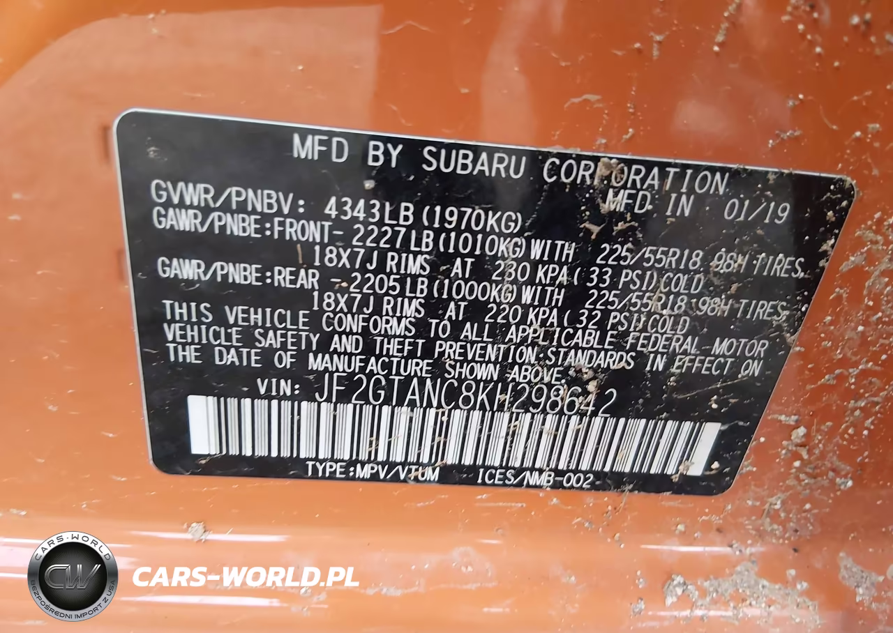 2019 Subaru Crosstrek 2.0I Limited VIN:JF2GTANC8KH298642 - 9