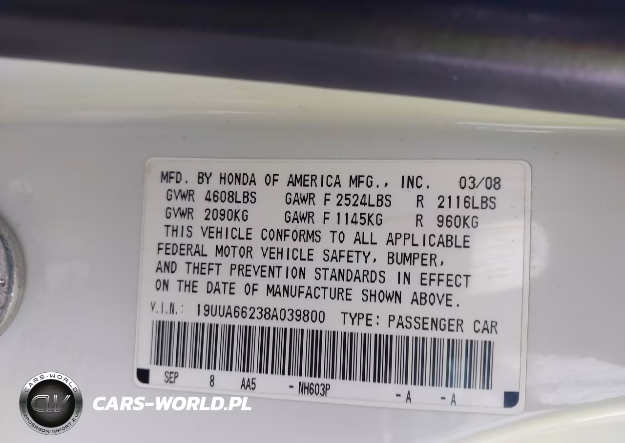 2008 Acura Tl 3.2 VIN:19UUA66238A039800 - 9